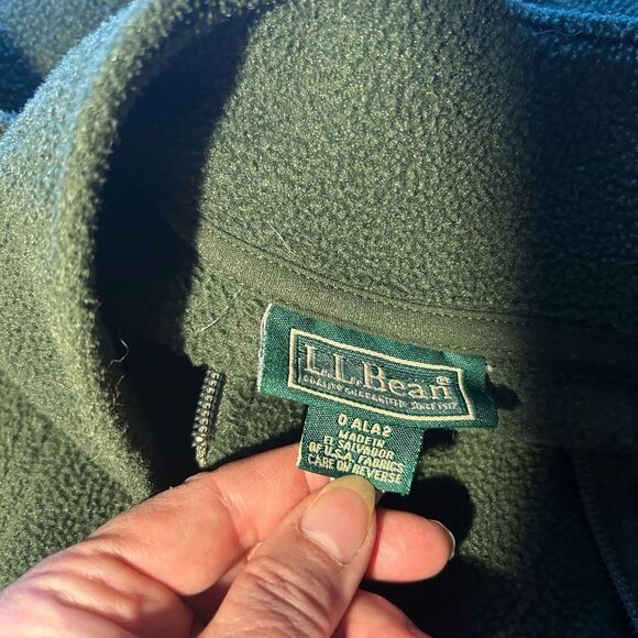 LL Bean mens full Zip Green Fleece Jacket Size L - Picture 4 of 7